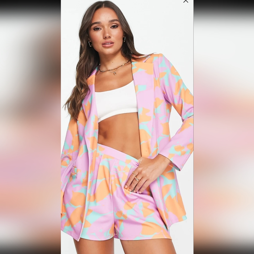 ASOS Design jersey blazer in multi leaf print/ I'll sell it together with shorts